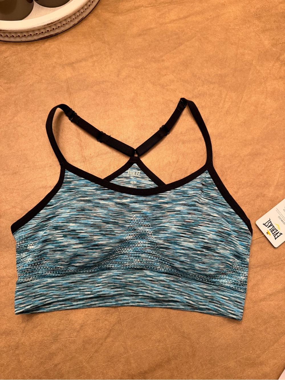 Everlast Seamless Strappy Sports Bra Blue Space Dye Medium” NWT